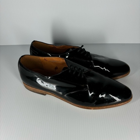 1937 Footwear Shoes Mens 9 Patent Leather Lace up Classic Dress Work Church Slip - Picture 3 of 6